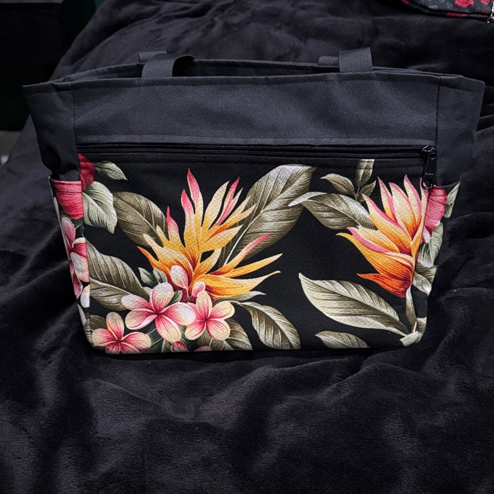 Mailelani’s Hawaiian Floral Black Tote Bag